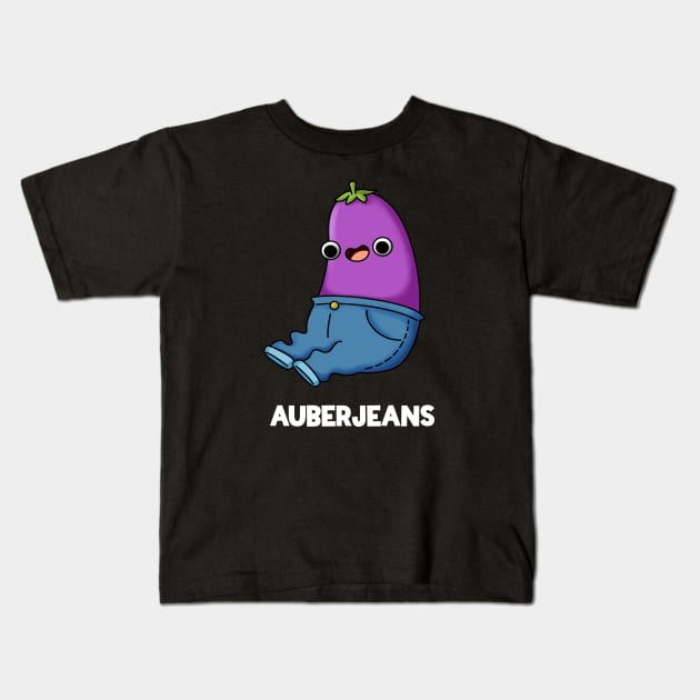 Auberjeans Funny Aubergine Pun Kids T-Shirt by punnybone